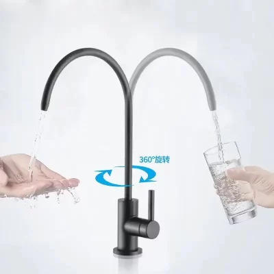 Preto fosco direto potável torneira 304 aço inoxidável cozinha filtro de água ro sistema purificador osmose reversa