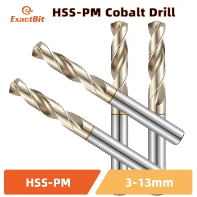 Broca de cobalto ExactBit HSS-PM, metalurgia em pó, superliga, para metal/aço/aço inoxidável SUS