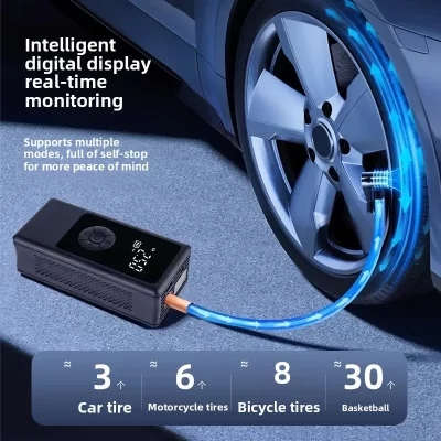 Portable Car Tire Inflator Pump Multi-Function Emergency Mobile Phone Charger Power Bank New Model Vehicle Air Compressor