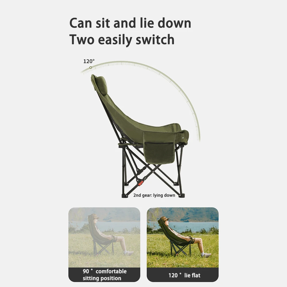 Naturehike Sea Star Camping Moon Chair Portable Outdoor Travel High Back Mesh Folding Chair Two-stage Adjustable Camping Chair - Image 6