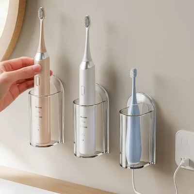 Toothbrush Holders for Bathroom Wall Mounted Electric Toothbrush Organizer Punch-free Tooth Brush Rack