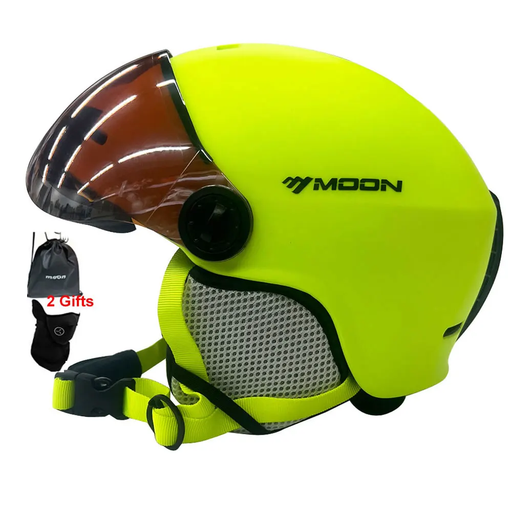 Lua capacete de esqui integralmente moldado pc + eps capacete de esqui de alta qualidade óculos esportes ao ar livre esqui snowboard skate capacetes dos homens