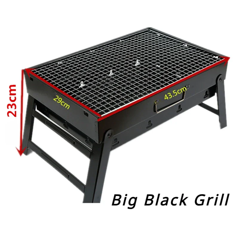Grelha de churrasco dobrável de 60cm fora facilmente montada pátio verão praia festa máquina de torrefação de carvão com bandeja de condimentos - Image 5