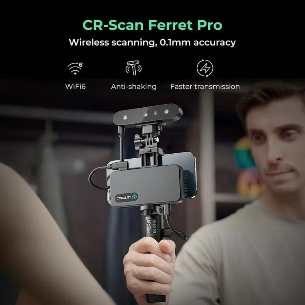 Creality CR-Scan Ferret Pro 3D Scanner Portátil Anti-shake Rastreamento WiFi6 24 bits Full-color Digitalização sem fio Precisão de 0,1 mm - Image 2
