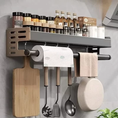 Rack de armazenamento de especiarias de cozinha montado na parede rack de condimentos multifuncional utensílio doméstico rack de cozinha pendurado organizadores