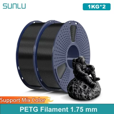 SUNLU 2KG PETG/PETG Clear Filament 1.75 ±0.02mm 1kg Spool (2.2lbs) High Toughness Neatly Wound Filament Fit Most FDM Printer