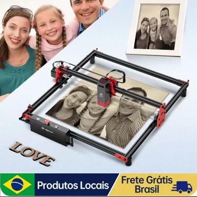 AlgoLaser DIY KIT 5W Máquina de corte a laser Impressora de logotipo de alta velocidade WIFI APP Gravador a laser e kit de cortador Máquina de escultura em madeira