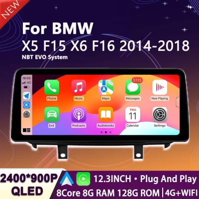 12.3inch Android 15 Car Radio Multimedia Player For BMW X5 F15 X6 F16 2014 2015 - 2018 NBT EVO System Stereo WiFi GPS Navigation