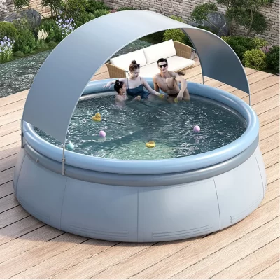 Sun-shading Inflatable Circular Mesh Swimming Pool with Pump Children Large Pool Home Outdoor Adult Folding Swimming Pool