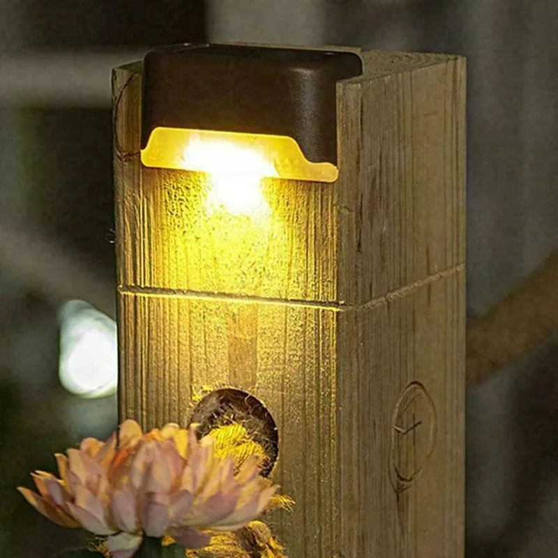 4-20 pçs branco quente led solar passo luzes ao ar livre jardim caminho luzes da escada à prova dwaterproof água varanda pátio cerca iluminação decoração - Image 5