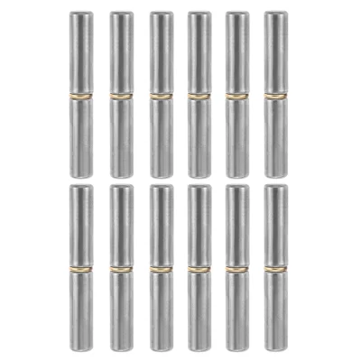 12pçs 12x80mm dobradiças de barril soldáveis de aço carbono, dobradiças de eixo de porta destacáveis soldadas, pino de janela de portão de casa para porta giratória