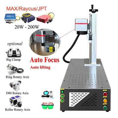 Foco automático 100w 60w jpt mopa máquina de marcação a laser de fibra jóias gravura a laser prata ouro metal jpt 200w raycus 50w 30w 20w