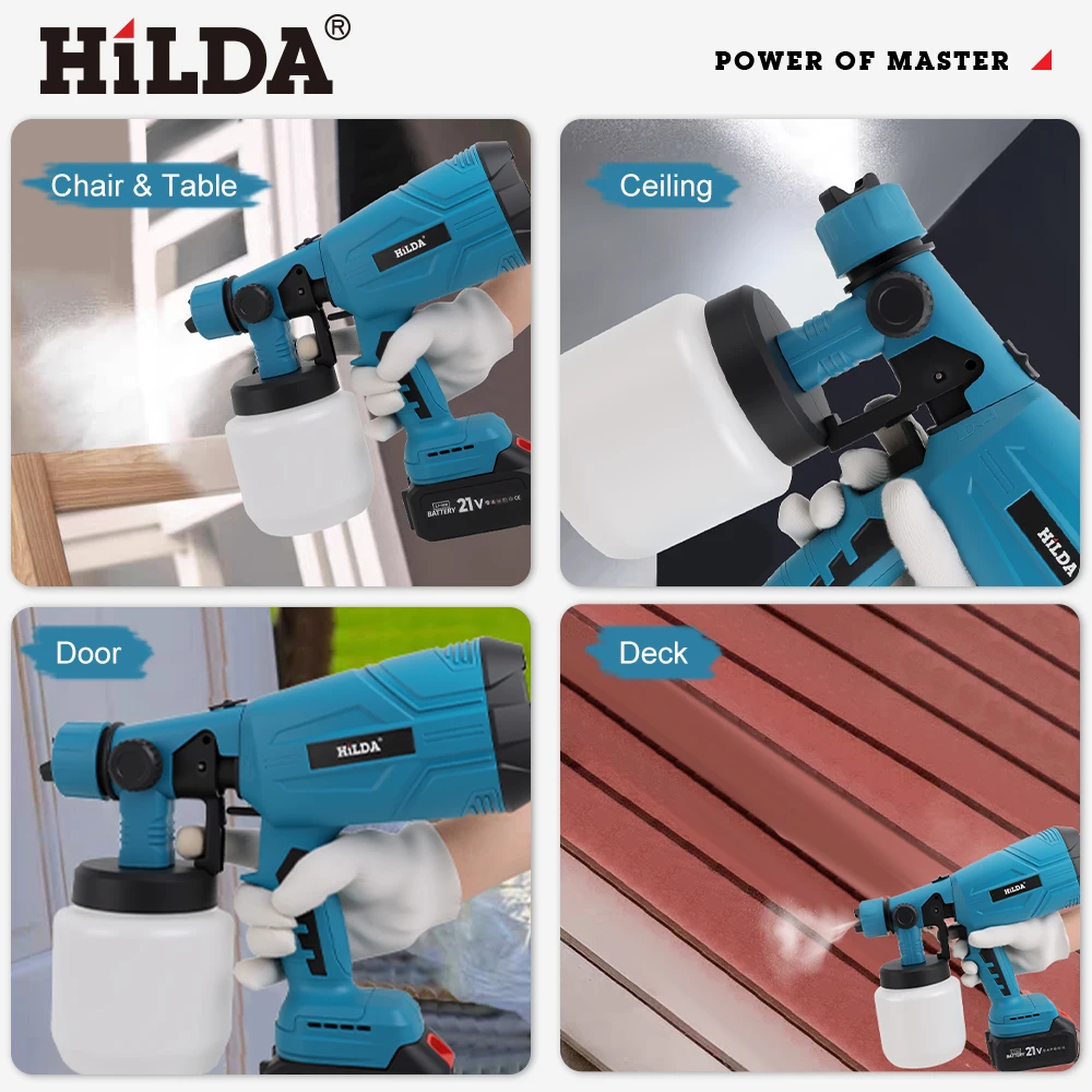 HILDA Pulverizador de tinta sem fio Pistola elétrica para Makita 18V Bateria Ferramenta automática portátil para pintura doméstica - Image 5
