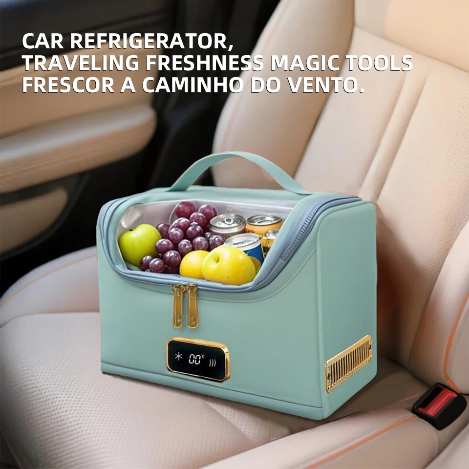 Yannice12V220V Mini Car Refrigerator Green Portable Car Cold& Heat Soft Bag Hand Carry Cosmetics Drug Cold Bag For Home Car Use - Image 5