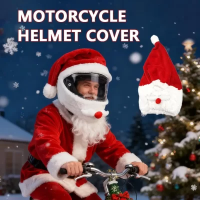 Capa de capacete da motocicleta engraçado chapéu de natal decoração papai noel pelúcia capacete de moto capa de natal acessórios moto