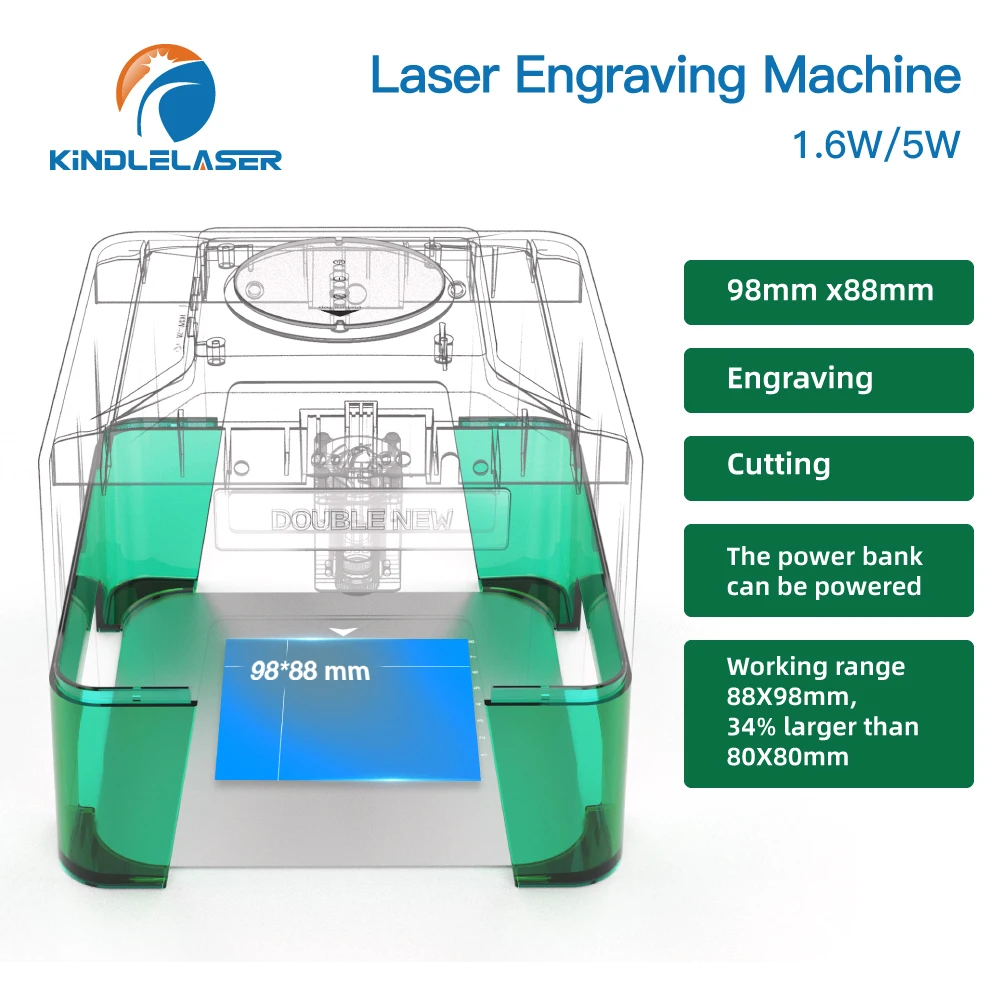 KINDLELASER XN001 Gravador a laser DIY Máquina de gravação a laser rápida Mini Logo Mark Impressora de vidro Cortador para carpintaria Madeira Plástico - Image 2