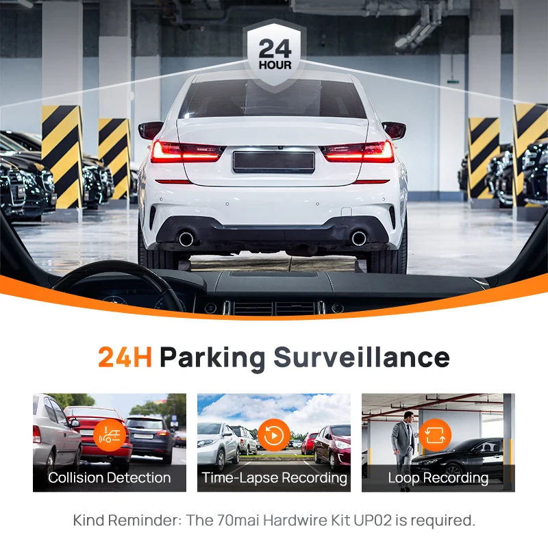 Global 70mai Dash Cam A200 Dual-channel Record 1080P HDR 2'' IPS Screen 24H Parking Monitor 70mai Car DVR A200 WIFI APP 130° FOV - Image 4
