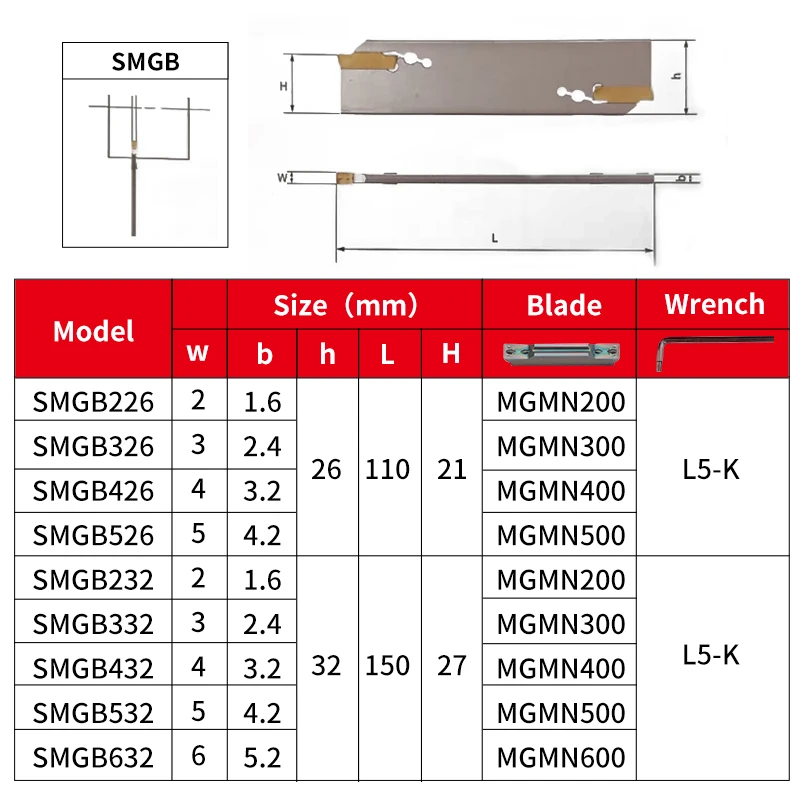 SMGB26 SMGB32 Sulco Cut-Off Cutter Holde placa de faca SMBB titular branco de alta qualidade mola aço niquelado material MGMN - Image 6
