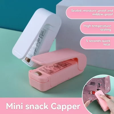 Portátil mini saco de calor embalagem aferidor saco plástico clipe máquina selagem armazenamento alimentos lanche selagem cozinha gadget