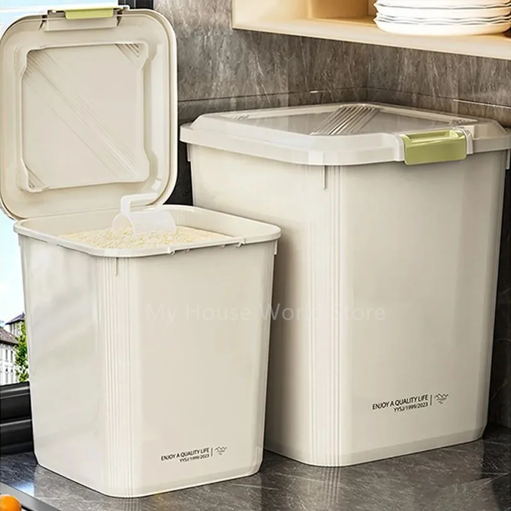10KG Rice Container Rice Storage Box Sealed Cereal Dispenser with Buckle Insect Proof Grain Pet Food Container Kitchen Organizer - Image 2