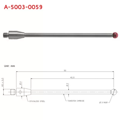 1pc CMM Touch Probe Stylus 3mm Dia Rubine Ball Ceramic Stem M4 A-5003-3680/ 0051 Tools Touch CMM Machines Comparators