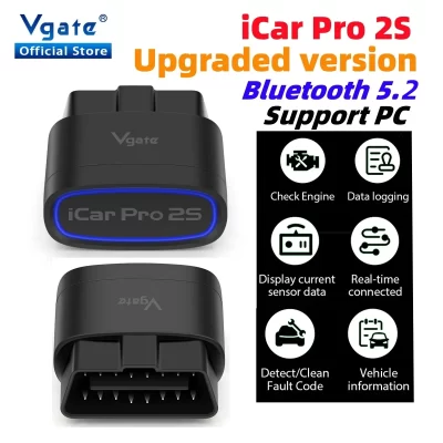 Nova vgate icar pro 2s elm327 bluetooth 5.2 para android/ios/pc obd2 ferramenta de diagnóstico do carro elm 327 atualizado obd 2 v2.3 scanner automático