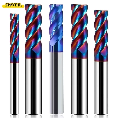 Swybb r esférico raio de canto fresa cnc cortador de carboneto de tungstênio usinagem de superfície ferramenta roteador de metal 4 flautas r0.2 r0.5 r1