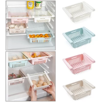 Rack de armazenamento de geladeira de cozinha ajustável organizador de casa recipiente de alimentos geladeira gaveta caixas de armazenamento rack prateleira retrátil