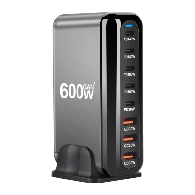 600W Gan Carga Rápida 3.0 USB Tipo C Carregador 8 Portas 5C3A PD Carregador Rápido para Tablet Móvel para Telefone Transporte Conveniente