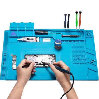 Estação de solda Silicone Work Mat, resistente ao calor, esteira magnética anti-estática para telefone eletrônico, laptop, reparo do relógio, 932 ° F