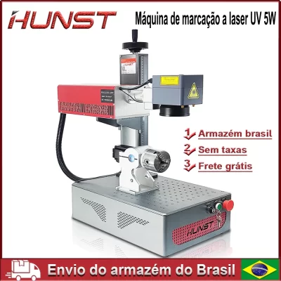 Hunst 5w máquina de marcação a laser ultravioleta 355nm máquina de gravação a laser uv para vidro madeira pvc aço inoxidável todos os materiais