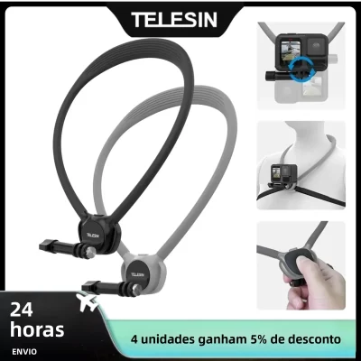 TELESIN Silicone Neck Mount for Gopro Hero 13 12 11 10 9 8 DJI OSMO Action 5 4 3 Insta360 X5/X4/X3 Mount Go Pro Accessories