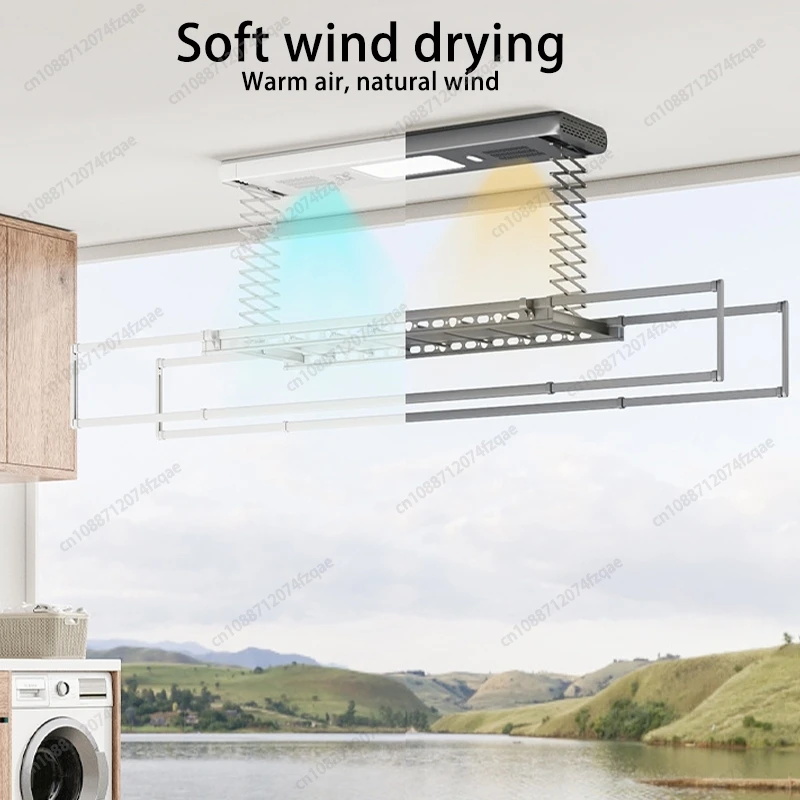 Indoor Balcony Retractable Foldable Electric Lifting Clothes Rack Aluminum Alloy Hanging Intelligent Remote Control Clothes Rack - Image 4
