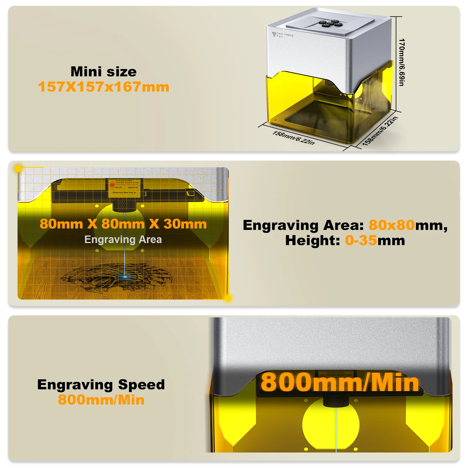 Ts1 portátil mini máquina de gravação a laser grbl open source velocidade máxima 3000mm/min twotrees diy gravura e fazer etiquetas de cachorro - Image 4