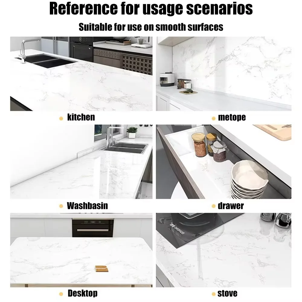 Adesivos de parede autoadesivos à prova de óleo para cozinha, 40cm, mármore, com resistência ao calor e manchas, papel de parede decorativo para casa - Image 5