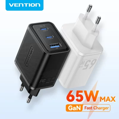 Vention 65w gan carregador de carga rápida tipo c pd3.0 qc4.0 carregador usb para iphone 16 15 14 xiaomi telefone móvel portátil carregador rápido