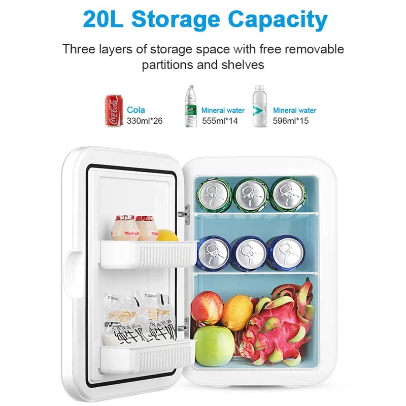Household 20L Refrigerator Portable Dual-use Compressor Refrigerators Single Door Small Fridge Skin Cosmetic Fridge for Car Home - Image 2
