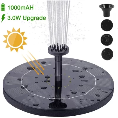 Bomba de fonte solar flutuante painel solar banhos de pássaros fonte de água com 6 bicos para jardim ao ar livre piscina de água decoração de lago