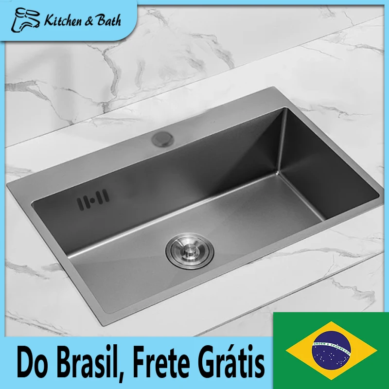 Aço inoxidável Gourmet Kitchen Sink, inclui acessórios essenciais, Upgrade elegante, Cuba, 55cm