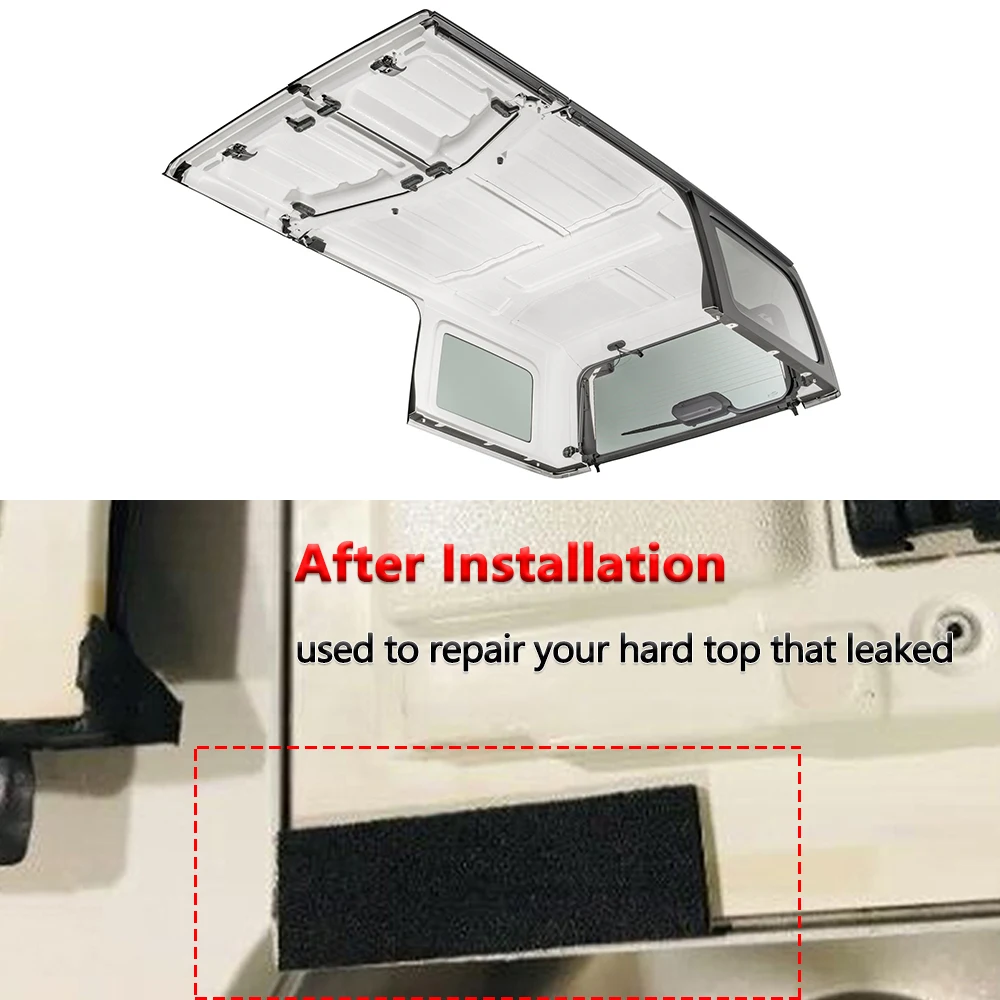 Kit de vedação superior dura para jeep wrangler jl 2018-2024, 12 peças, reparo de vazamento de chuva, acessórios interiores, preto - Image 2