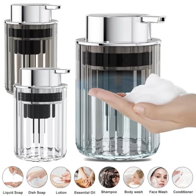 Mãos espuma dispensador de sabão para banheiro sabão líquido mousse garrafa recarregável cozinha push-tipo prato sabão recipiente