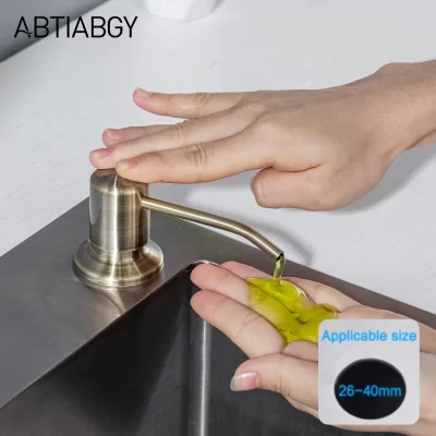 Dispensadores de detergente de aço inoxidável 500ml, dispensador de líquido para pia de cozinha, garrafa de sabão pe para banheiro, dispensadores de sabão de bronze