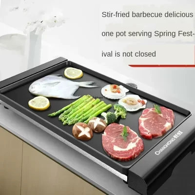 Grelha elétrica grande sem fumaça, antiaderente e prática para uso doméstico, ideal para peixe grelhado parrilla elétrica