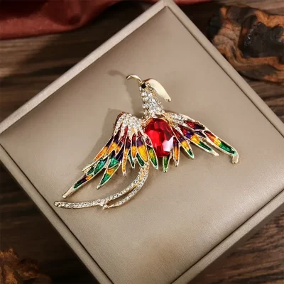 Moda strass phoenix broche com cauda longa acessório requintado para roupas e bolsas peça temperamento versátil