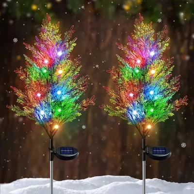 1pc cor solar lâmpada de pinheiro de natal, lâmpada de assoalho de jardim de natal, adequado para passagens de jardim e decoração de natal