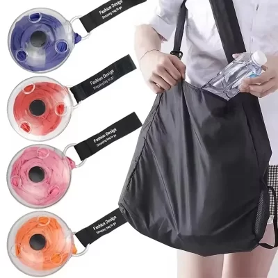 1pc Folding and Stretching Storage Bag Supermarket Convenient Shopping Bag Rotating Storage Bag Small Disc Shopping Bag