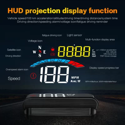 M16 GPS Electronics Accessories HUD Head Up Display Speedometer Speed Alarm Windshield for All Cars Projector Display 12V