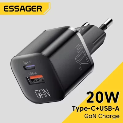Essager 20w gan usb tipo c carregador pd carga rápida telefone qc 3.0 carregadores rápidos para iphone 14 13 12 11 pro max mini ipad carregamento