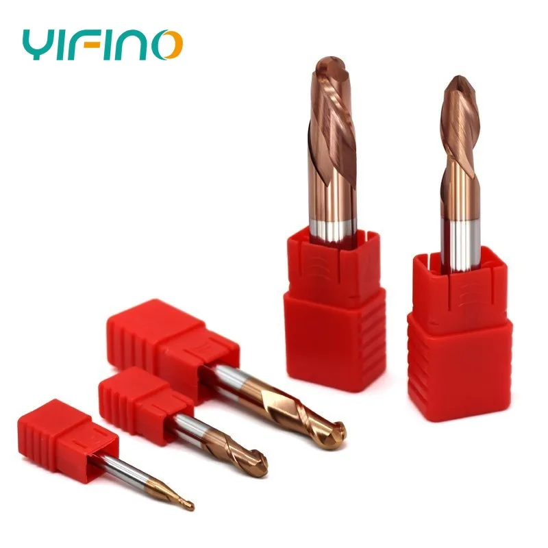 YIFINO HRC55 2-Flute Milling Cutter Tungsten Steel Carbide Ball Nose End Mill For CNC Mechanical Metals Machining Endmills Tools - Image 4