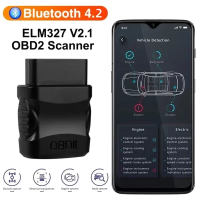 Elm327 v2.1 leitor de código de falhas de motor de carro obd2 scanner bluetooth 4.2 scanner dignostico de carro leitor de código de falhas eobd para ios/android